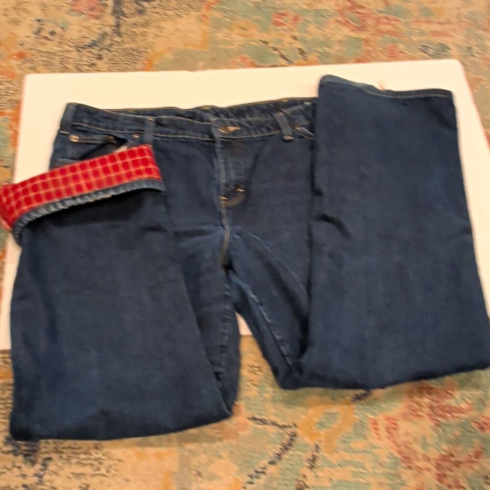 Dickies Women's Straight Jeans Dark Wash Blue Denim Flannel Lined Size 16